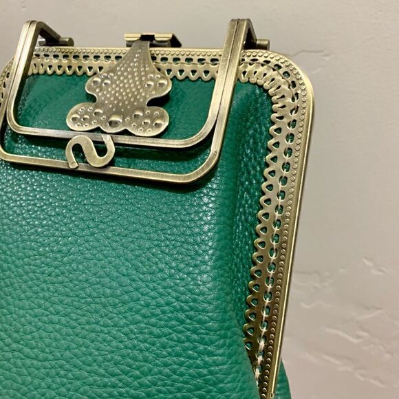 Handsewn Genuine Pebble Leather Push Lock Purse/Clip Pouch/Phone Case/Crossbody - Picture 12 of 14